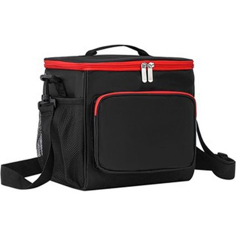 Sac à déjeuner grande capacité, bandoulière et poignée, épais en toile Oxford isolant, boîte repas portable pour hommes et femmes, noir (1/5)