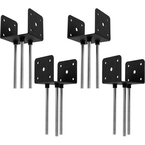 Lot de 4 supports d'ancrage pour poteau de clôture en béton en forme de U - 10,2 x 10,2 cm - Support de poteau en forme de U (4) (1/5)