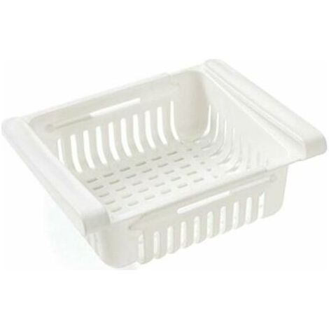 Accessoire de rangement pour cuisine Réfrigérateur Tiroir Organisateur Tiroir Réfrigérateur Porte-Étagère Boîte De Rangement Réfrigérateur Cloison Couche Accueil Organisateur (1PC Blanc) (1/5)