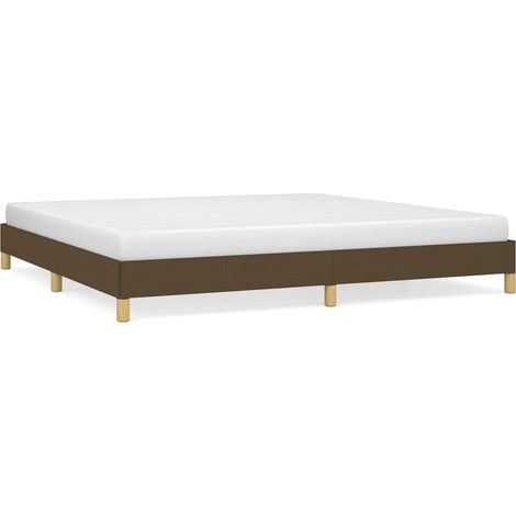 Maison Exclusive - Cama sin colchón tela marrón oscuro 200x200 cm (1/5)