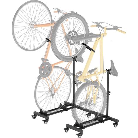 Lot de 2 supports verticaux de vélo pour garage, support vertical pour vélo d'intérieur avec hauteur réglable pour garage et plat – Pour roues jusqu'à 73,6 cm
