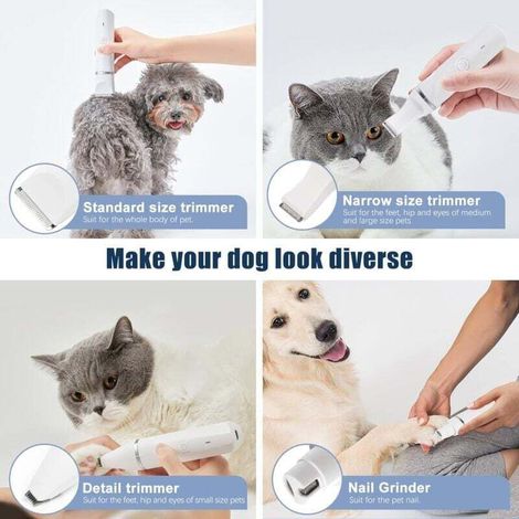 4-in-1 Professional Dog Clipper: Quiet Dog Clippers, IPX7 Waterproof, Cordless Pet Grooming Trimmer with USB Rechargeable Cable for Cats and Other Pets (1/4)