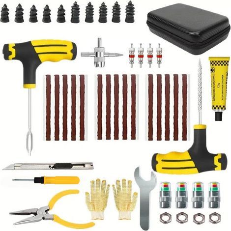 Kit de réparation d'urgence pour pneus de voiture, en caoutchouc allié, pour une réparation rapide des pneus tubeless. Convient aux voitures, motos et véhicules électriques pratique et facile à utili (1/5)