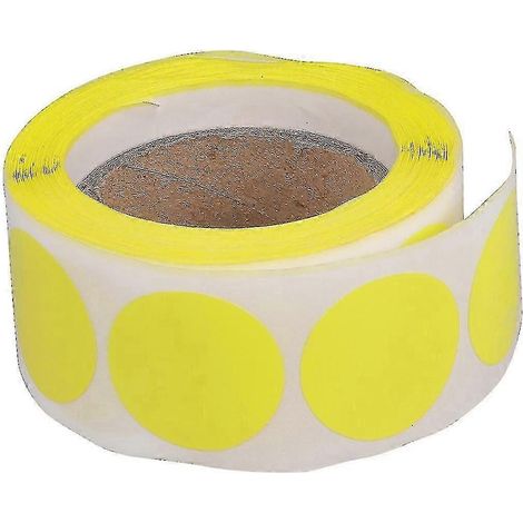 Rouleau de 500 étiquettes autocollantes rondes à faire soi-même (jaune)A (1/2)