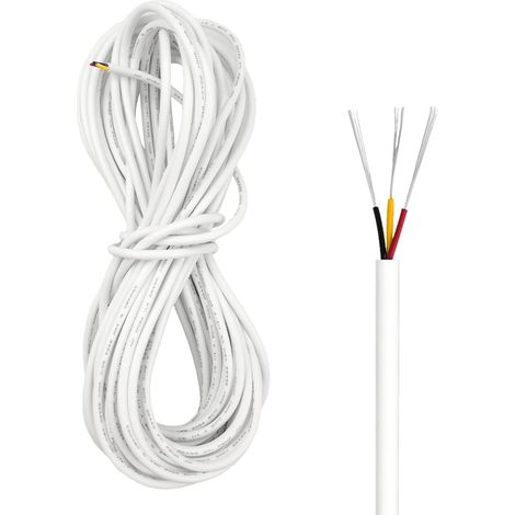 10M Câble Électrique 3 Fils, 22AWG Blanc PVC Fil Electrique Flexible Câble Électrique Souple, 300V, Diamètre Extérieur 3,8mm, pour Petits Appareils, Bricolage, Résistant à l'oxydation (1/5)
