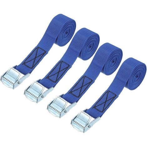 Spanngurte 4 Stück, 2,5cm x 1,5m, 250kg Tragkraft, Blau