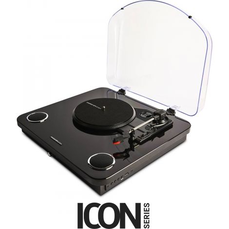 Platine vinyle rétro Bluetooth noire Energy System BlackSpin avec haut-parleurs