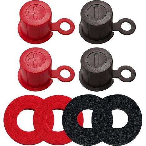 Capuchon de borne de Batterie en Plastique pour borne supérieure, Protecteur d'isolant avec rondelles pour Voiture, véhicule, véhicule récréatif et Bateau (Capuchon, 2 Jeux) (1/3)