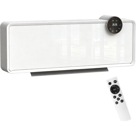 Radiateur céramique mural 1000/2000W, appareil de chauffage électrique avec ventilateur, thermostat et minuterie, blanc, 54×18,7×12,3 cm (1/5)