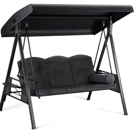 Toldo universal para columpio Hollywood - Impermeable - Protección contra la lluvia y el sol - Tela Oxford 210/420D - Negro - Parasol para exteriores (210D) (1/5)