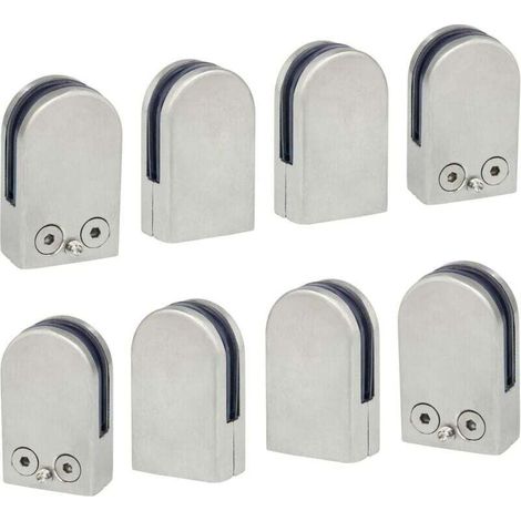 8 PCS(6-8mm) Pince à Verre Porte-Verre En Acier Inoxydable 304 Support de Serrage Clamp Clip Plat Main Courante Fenêtre Balustrade Réglable Escalier