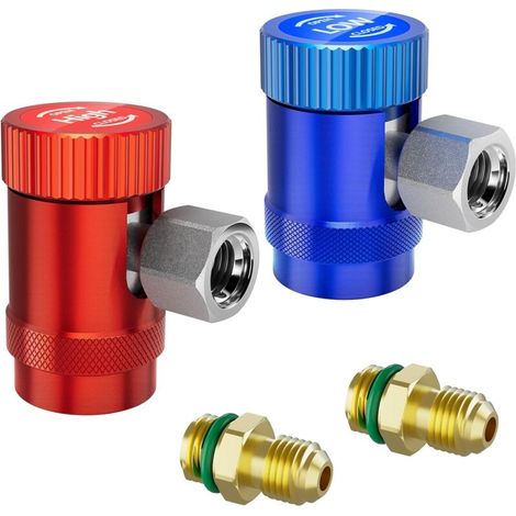 Compatible con adaptador R1234yf, acopladores rápidos ajustables R1234yf, conectores de lado alto/bajo, paquete de 2 adaptadores R-1234yf