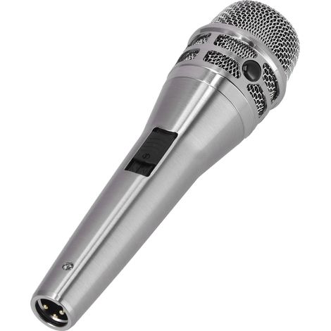 Microphone Dynamique Cardioïde Filaire pour Enregistrement, Podcast et Performance Vocale - Design Argenté