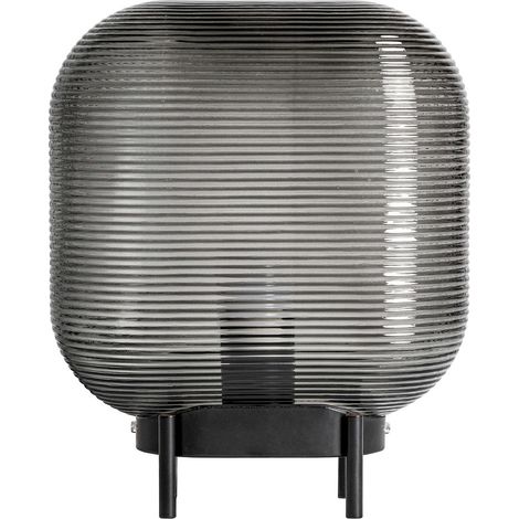 Lampe de table contemporaine en verre gris finition translucide - Gris translucide et noir élégant