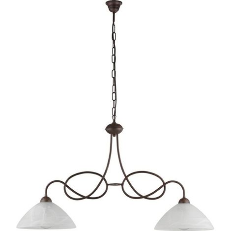 Lampadario Rustico Bistrot 2 Luci Ruggine e Bianco LuceArt Classic (1/5)
