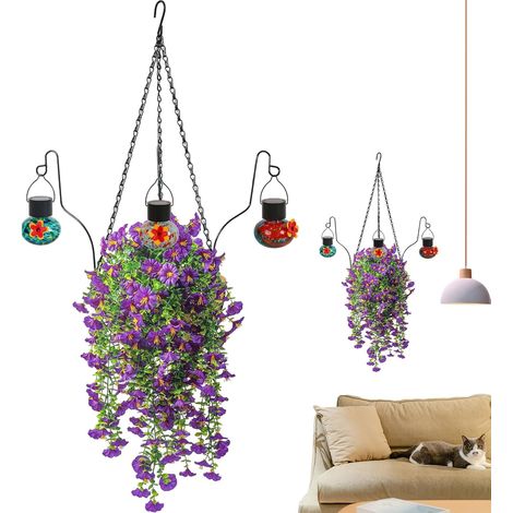 Fleurs Artificielles Extérieures Avec Crochet Mangeoire À Oiseaux En Métal Fleurs Artificielles Pour Extérieur Pour Calopsitte Inséparables Conure Perroquet, Balcon Jardin Porche Parc (1/5)