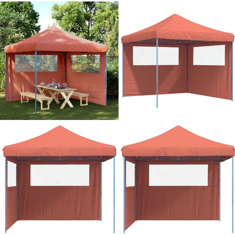 Partyzelt Faltbar Pop-Up mit 2 Seitenteilen Terrakottarot - Outdoor-Pavillon - Gartenpavillon - Festzelt - Markise - Sonnenschutz - Home & Living (1/5)