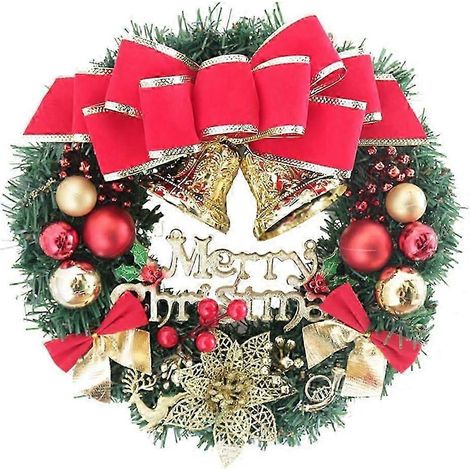 Couronne de Noël pour porte, guirlande lumineuse pour sapin de Noël, décoration extérieure de Noël avec décorations illuminées, couronne de Noël de 30 cm (1/5)