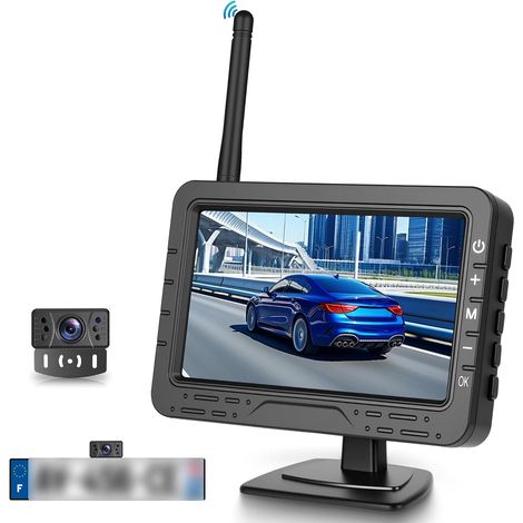 Caméra de Recul Sans Fil, 4.3 Pouces HD IPS Moniteur IP69 Imperméable Vision Nocturne, Grand Angle/Aide au Recul/Image Flip Caméra de Recul pour Camping Car Caravane Camions Remorques Coitures (1/5)