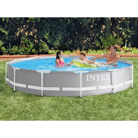 Piscina de jardín con estructura 366 x 76 cm 16 en 1 INTEX 26712 + máquina de burbujas GRATIS