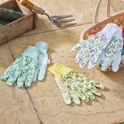 3x Briers Sicilian Lemon All Rounder Gardening Utility Garden Grip Gloves Medium