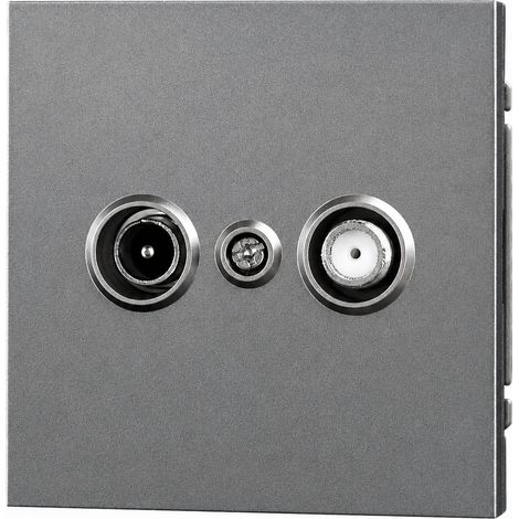 Prise murale Satellite et TV Mâle Série Z 2 trous En aluminium gris PC ignifuge 13 × 9 × 10 cm – Livraison gratuite