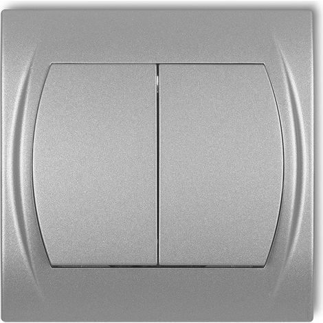 Conector doble tipo candelabro con logotipo Karlik y marco 7LWP-2, color plata metalizado. (1/3)
