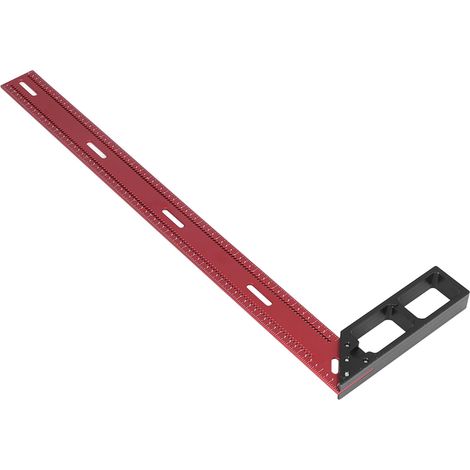 Équerre de mesure de précision en alliage d'aluminium pour le travail du bois, mesure, marquage et traçage, 50 cm (1/5)