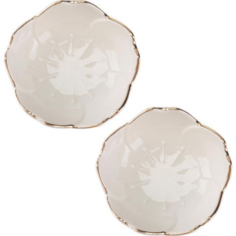 Lot De 2 Bols À Sauce En Porcelaine 2.76 Pouces Assiette À Condiments Design Fleur Pour Cuisine Barbecue Pique- (1/5)