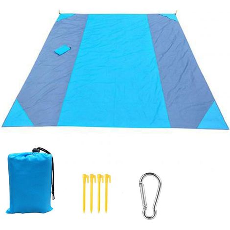 Tapis de pique-nique de camping pliable et imperméable - corps principal bleu + gris + 300280 (1/5)