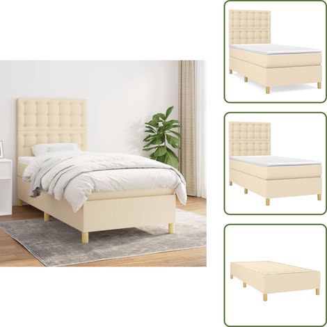 Cama con cabecero ajustable - vidaXL Cama box spring con colchón tela color crema 80x200 cm - Colchón ensacado