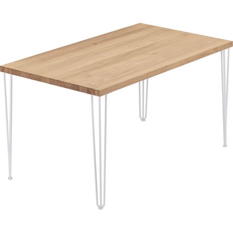 LAMO Manufaktur Esstisch Küchentisch Schreibtisch Couchtisch aus Massivholz, 100x60x76 cm (AxBxH), Creative, Natur / Weiss, LOG-01-A-002-9016Cr