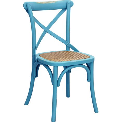 Sedia impilabile da interno ed esterno in legno senza braccioli Crocio - SkyBlue