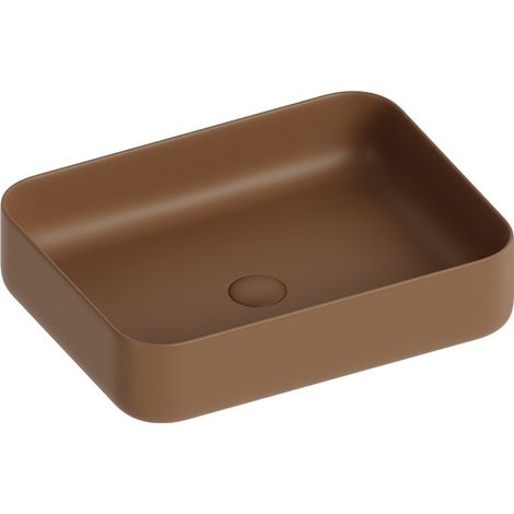 Lavabo d'appoggio rettangolare in ceramica da 50x40 cm marrone - Serie Nature (1/3)