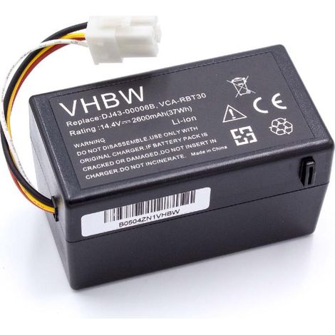 vhbw Akku kompatibel mit Samsung Navibot SR8950, SR8980, SR8940, SR8981, VCR8940 Home Cleaner Heimroboter (2600mAh, 14,4V, Li-Ion)