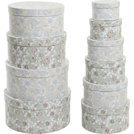 DKD Home Decor Set de Caisses de Rangement Empilables Beige Vert (1/3)