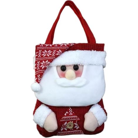 Weihnachtsgeschenktüte mit Kordelzug, Weihnachtsmann, Schneemann, Rentier, Bär für Kinder, Aufbewahrungstüte für Weihnachtssüßigkeiten, Geschenkverpackung für Weihnachten (4 Stück)