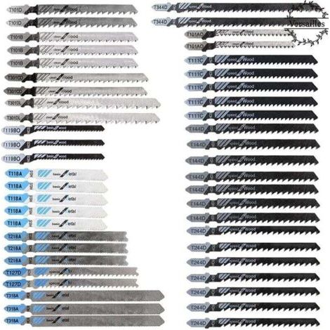 48pcs Lames de Scie Sauteuse à Tige en T , Fabriquées en HCS/HSS, avec étui de rangement pour la coupe du bois, du plastique et du métal (1/5)