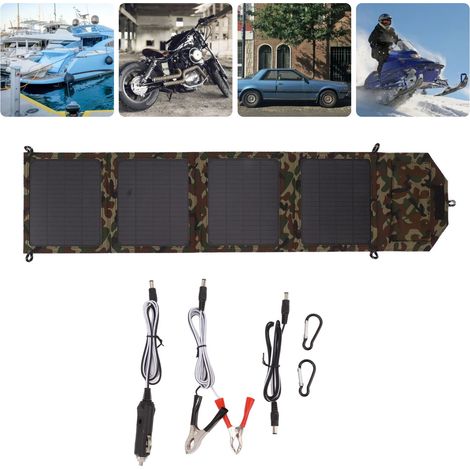 40-W-monokristallines Solarpanel, vierfach faltbar, zwei USB-Akkus, ideal für Mobiltelefone, Camping, Wandern, Autotarnung (1/5)