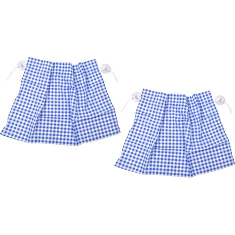 Lot de 2 rideaux pare-soleil latéraux anti-UV pour voiture, motif quadrillé, avec ventouses - Bleu quadrillé (1/5)