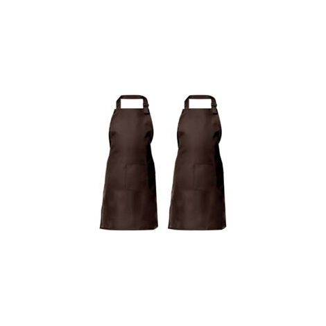 Tablier de cuisine deux pièces pour hommes et femmes, tablier de ménage porte-outils avec 2 poches pour griller, couleur café (1/5)