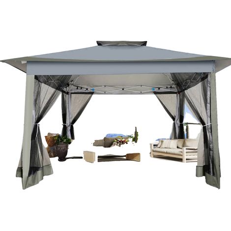 Gazebo, Installation Facile, Protection Contre les Insectes, Gris Foncé (1/2)