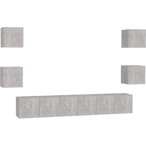 Maison Exclusive - 7-tlg. TV-Schrank-Set Betongrau Holzwerkstoff