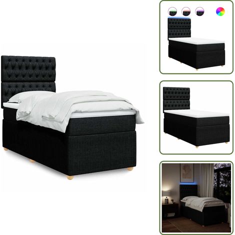 Sommier à lattes de lit et matelas Noir 80x200 cm Tissu - Sommier À Lattes De Lit - Sommiers À Lattes De Lit - Lit - Meuble De Chambre À Coucher (1/5)