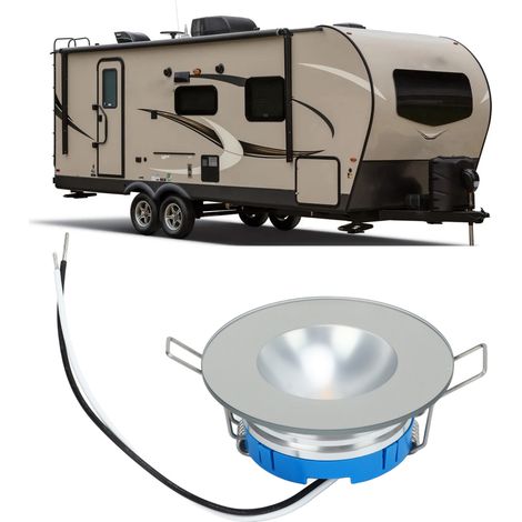 Plafonnier LED rond en acier inoxydable de 7,1 cm (2,8 pouces) pour camping-cars et yachts, lumière blanche chaude, étanche, pour salle de bain (6969101-WH30-CH) (1/5)