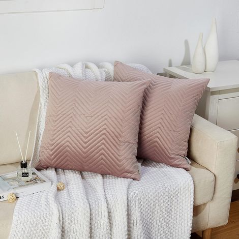 Set di 2 Federe in Velluto Rosa Chiaro 65 x 65 cm (1/4)