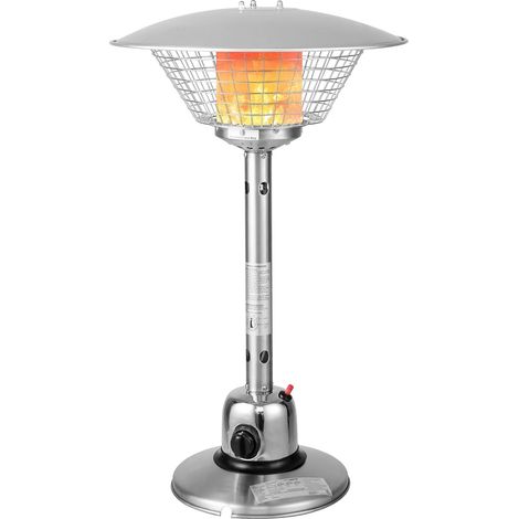 Costway – Cheminée de table au gaz propane 4 kW – Chauffage extérieur avec protection anti-basculement – 2 réglages de chaleur – Acier inoxydable et aluminium