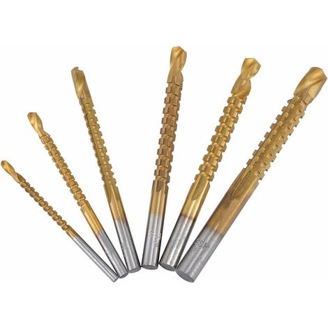 6 pièces ensemble de foret et de scie en titane HSS, scie à découper ensemble de forets à bois bois métal en plastique trou de coupe scie-cloche 3/4/5/6/6,5 / 8mm (1/5)