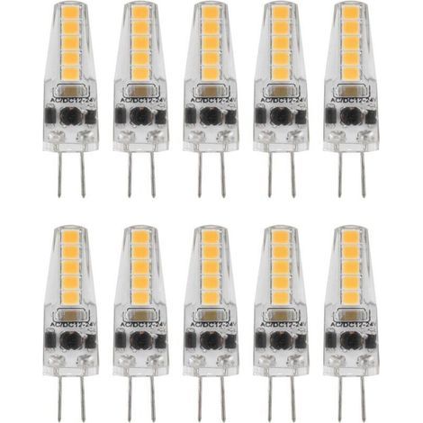 10pcs Ampoules LED G4. 2W 3000K AC 12-24V Ampoules à Intensité Variable pour Lustre Plafonnier Lampe de Table Blanc Chaud (1/5)