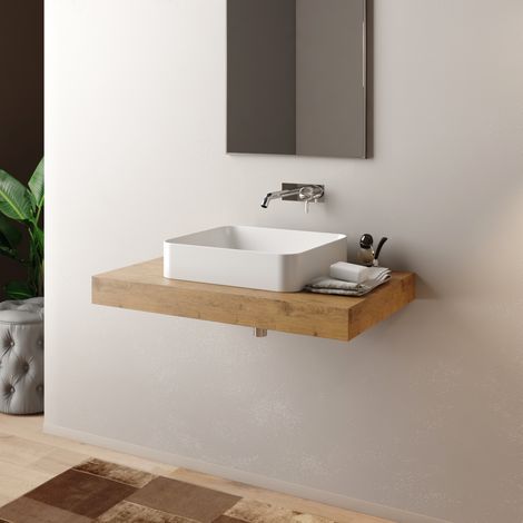 MENSOLONE BAGNO PER LAVABO DA APPOGGIO 80CM - DIM. CM(LXPXH):80X46X8 TABACCO  - MOB